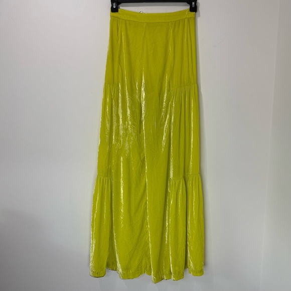 Free People Say La Vie Lime Green Velvet Wide-Leg Pants Size 2 - Picture 5 of 8